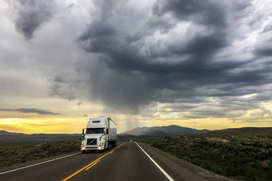 truck in storm