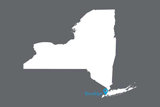 State of New York with Brooklyn pinned on the state