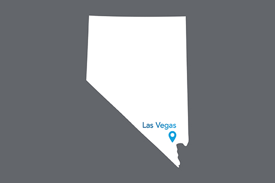 State of Nevada with Las Vegas pinned on the state