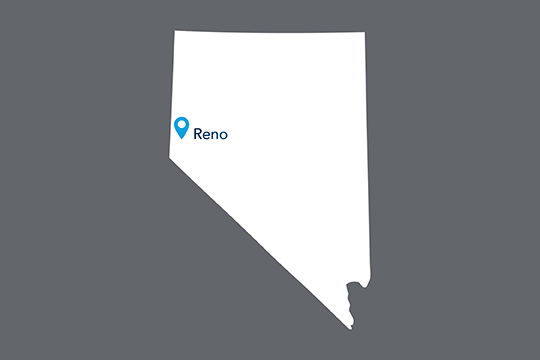 State of Nevada with Reno pinned on the state