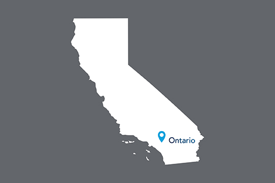 State of California with Ontario pinned on the state