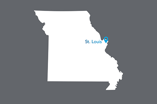 State of Missouri with St. Louis pinned on the state