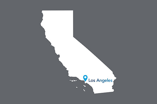 Los Angeles on a map of California